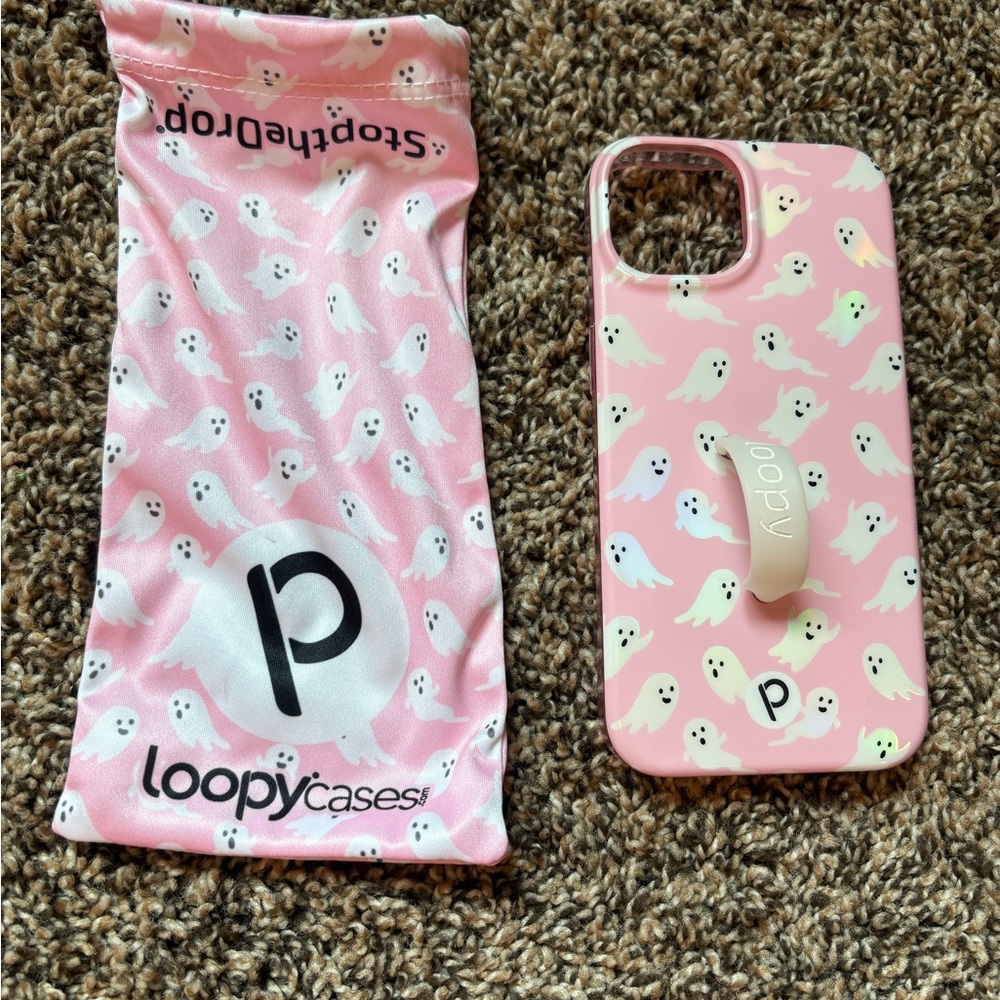 Loopy Case Pink iridescent white Ghost Phone Case